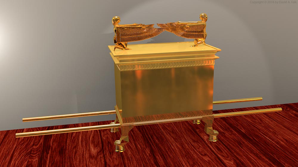 A computer render of the Ark of the Covenant